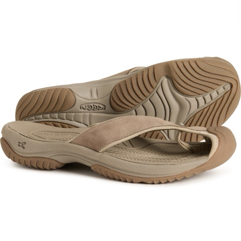 KEEN Waimea Toe Protecting Flip Flops Sport Sandals Birch/Brindle Mens Size 15